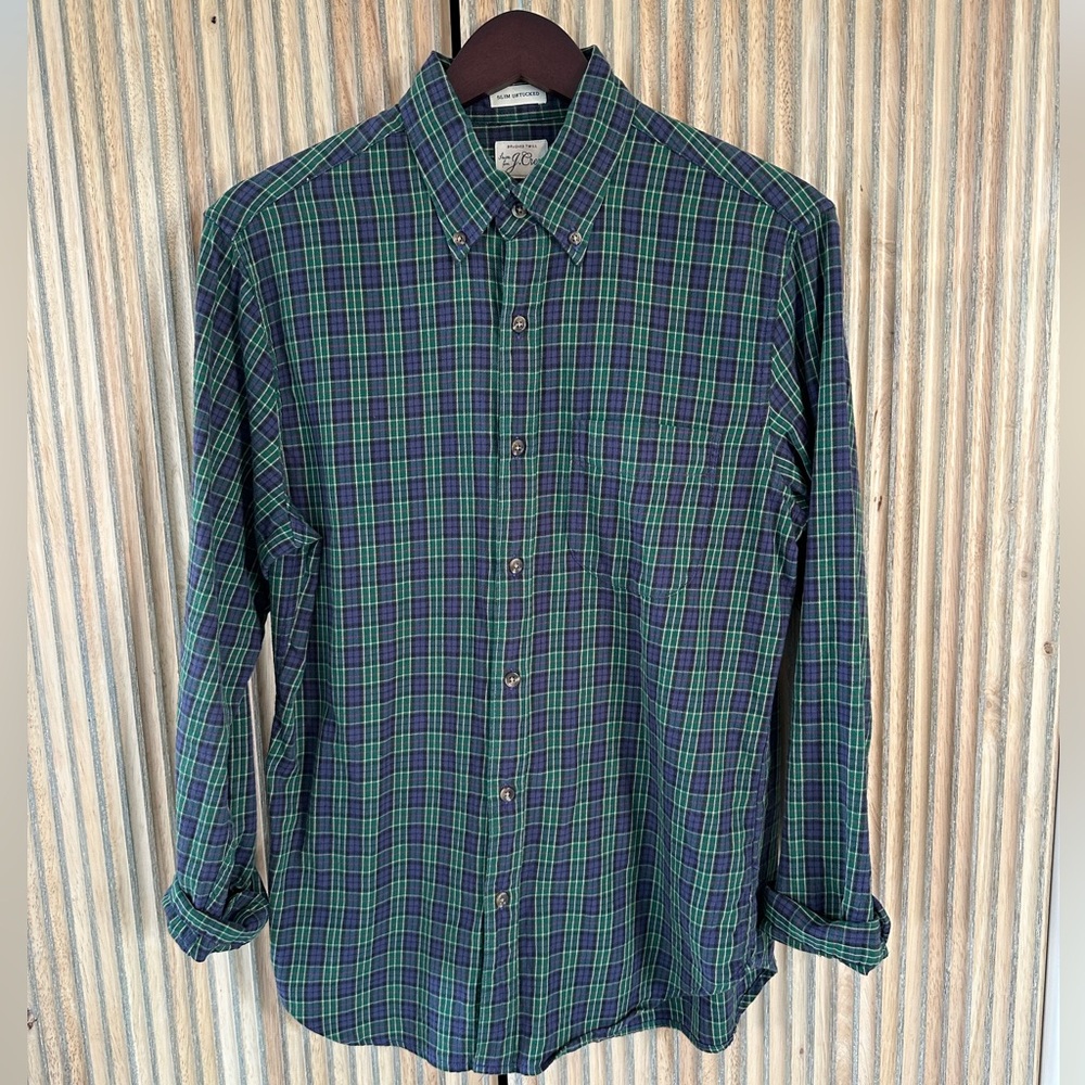 J Crew slim untucked brushed twill plaid button down